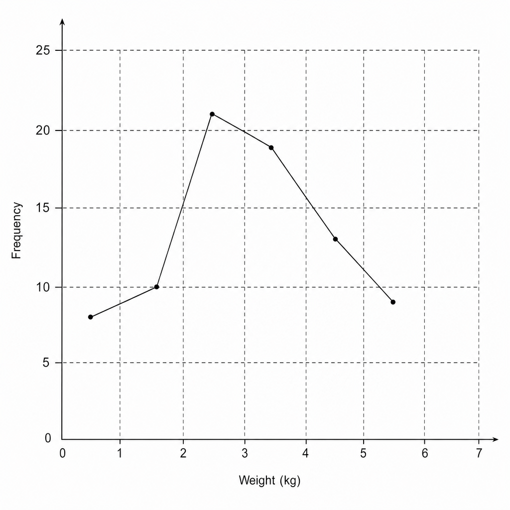 A blank coordinate grid for drawing a frequency polygon.