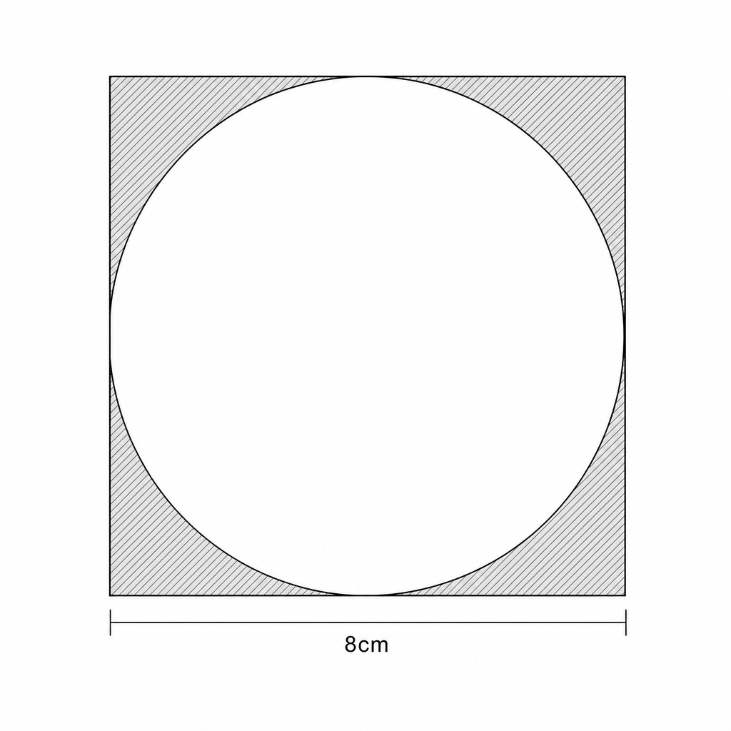 Diagram showing a circle enclosed by a square.