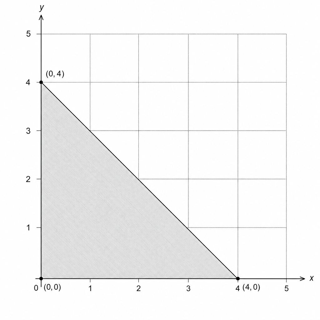 Coordinate plane with shaded triangular region