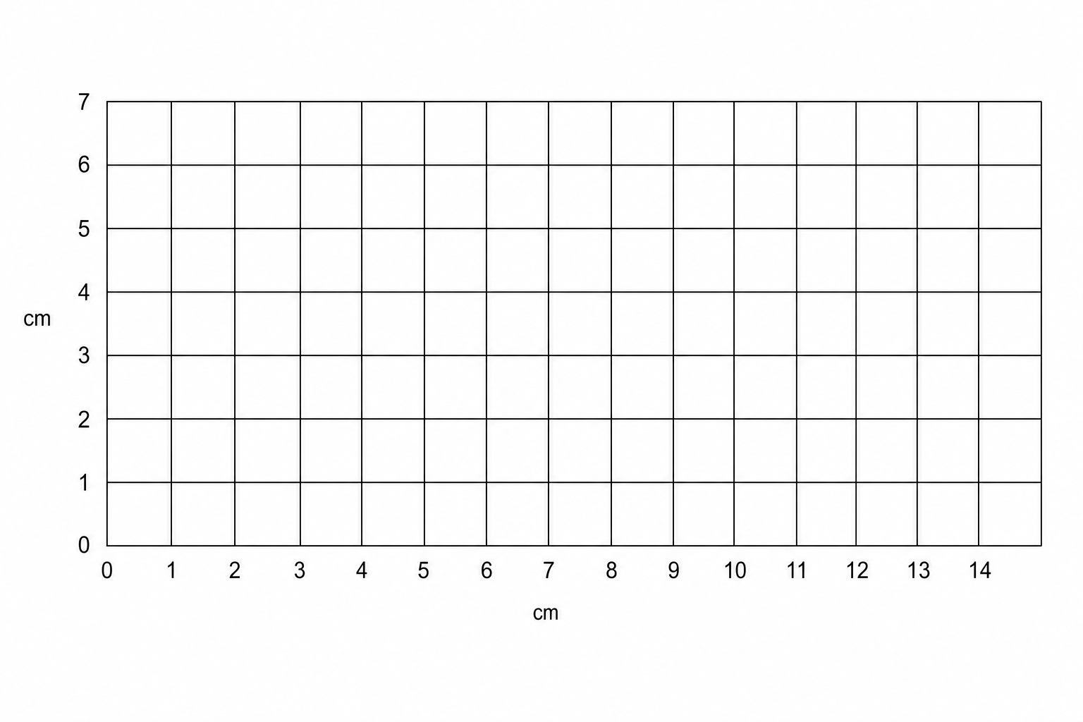 A 14 by 7 centimetre grid for drawing a rectangle.