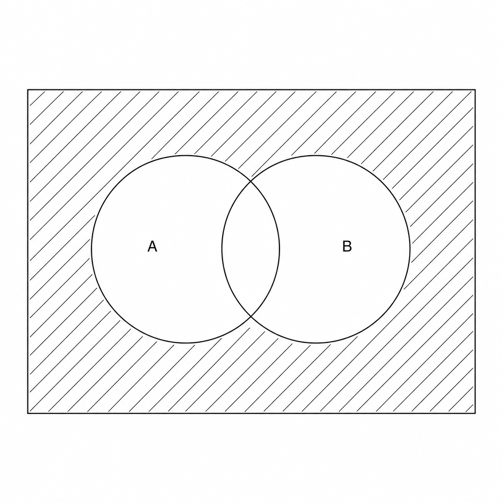Blank Venn diagram with two overlapping circles labeled A and B.