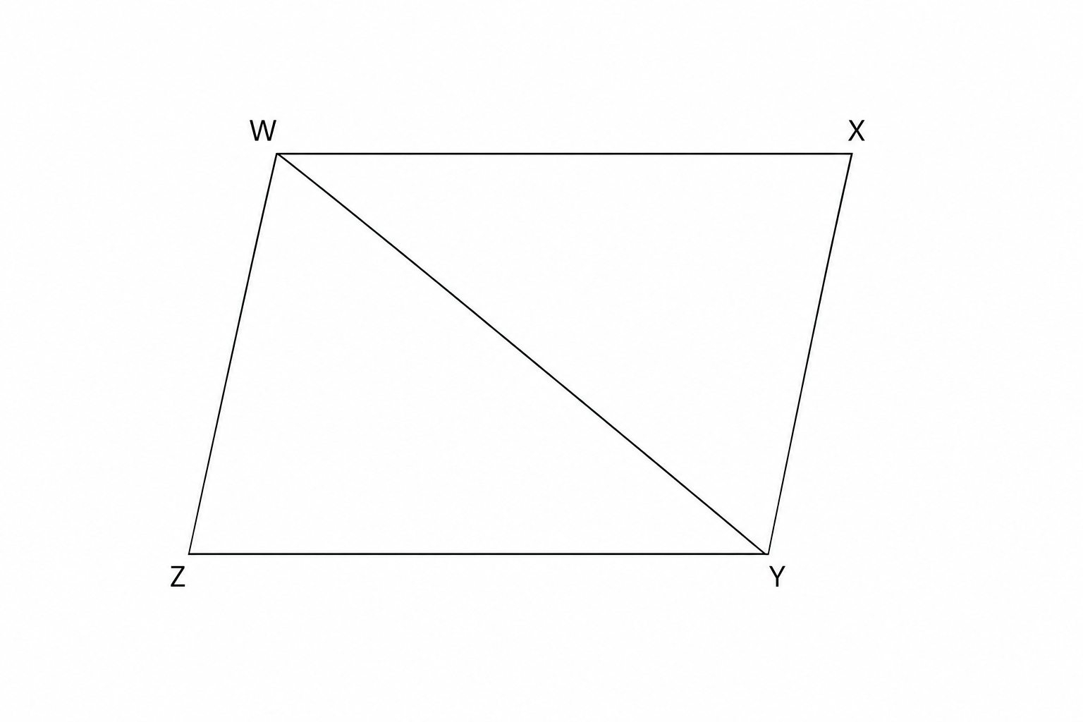 Diagram of a parallelogram WXYZ with diagonal WY.