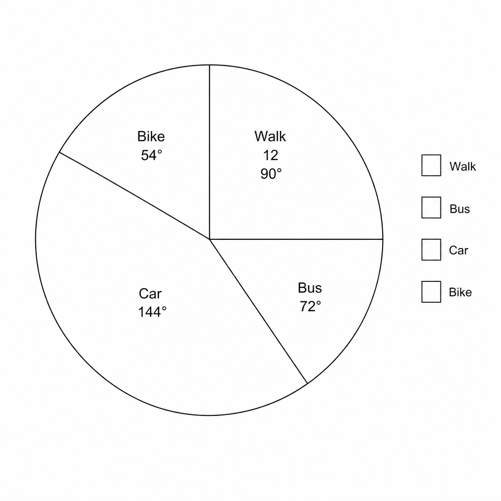 Pie chart showing mode of transport.