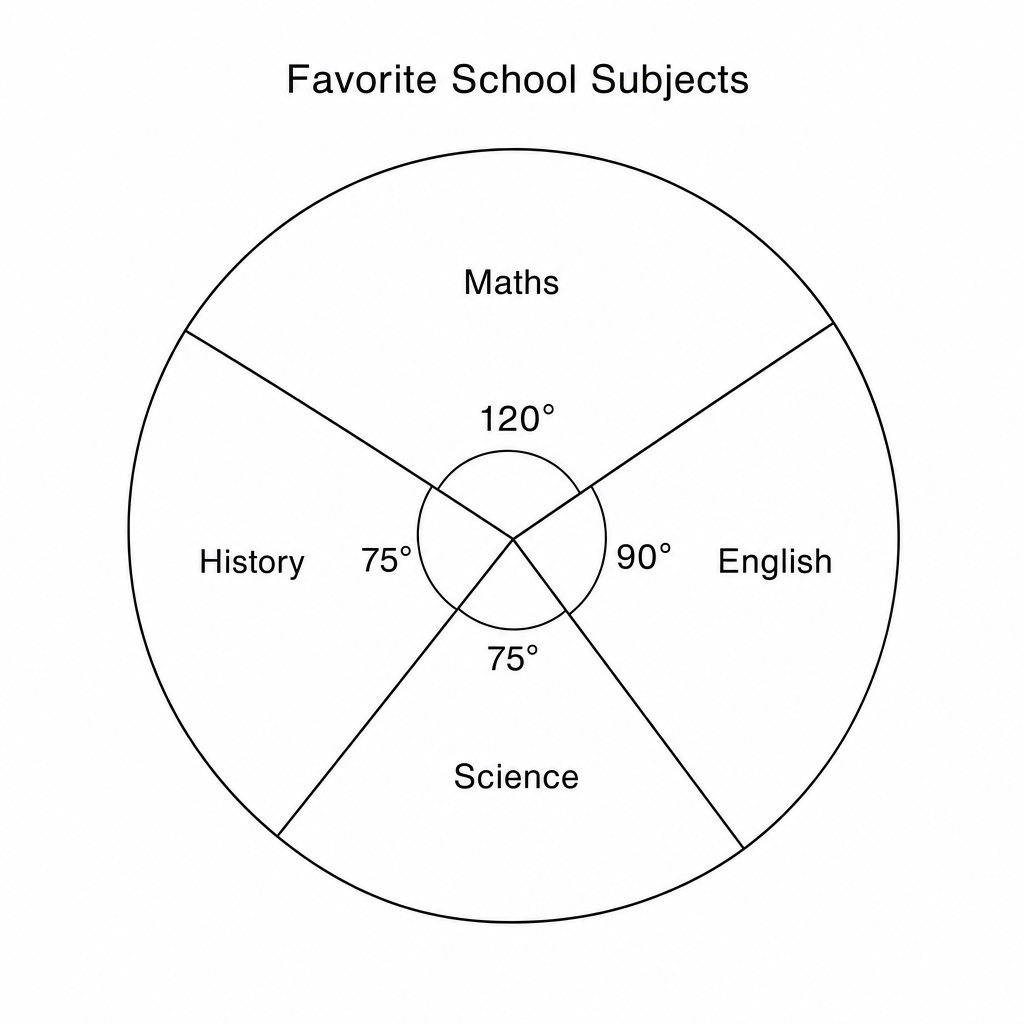 Pie chart showing favorite school subjects.