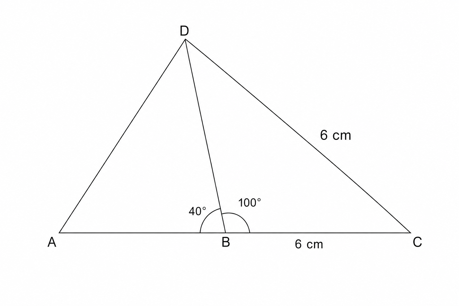 Complex triangle diagram with isosceles triangle ABD and triangle BDC.