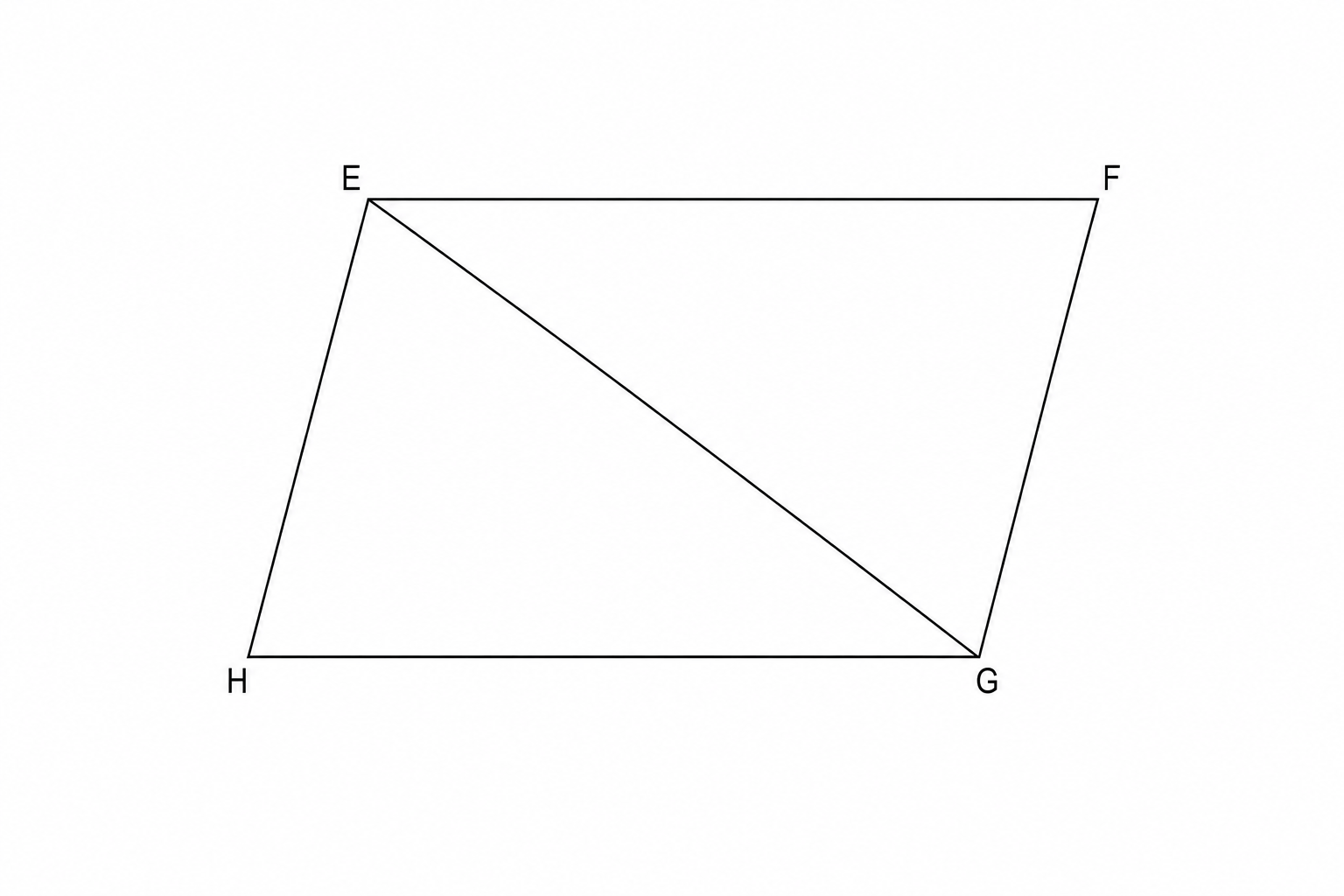 Diagram of a parallelogram EFGH with diagonal EG.