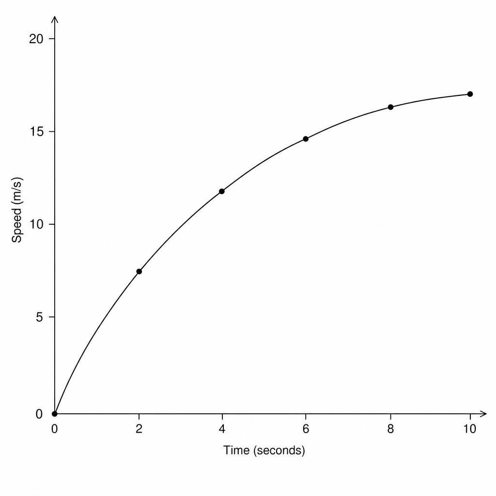 A speed-time graph for a cyclist.