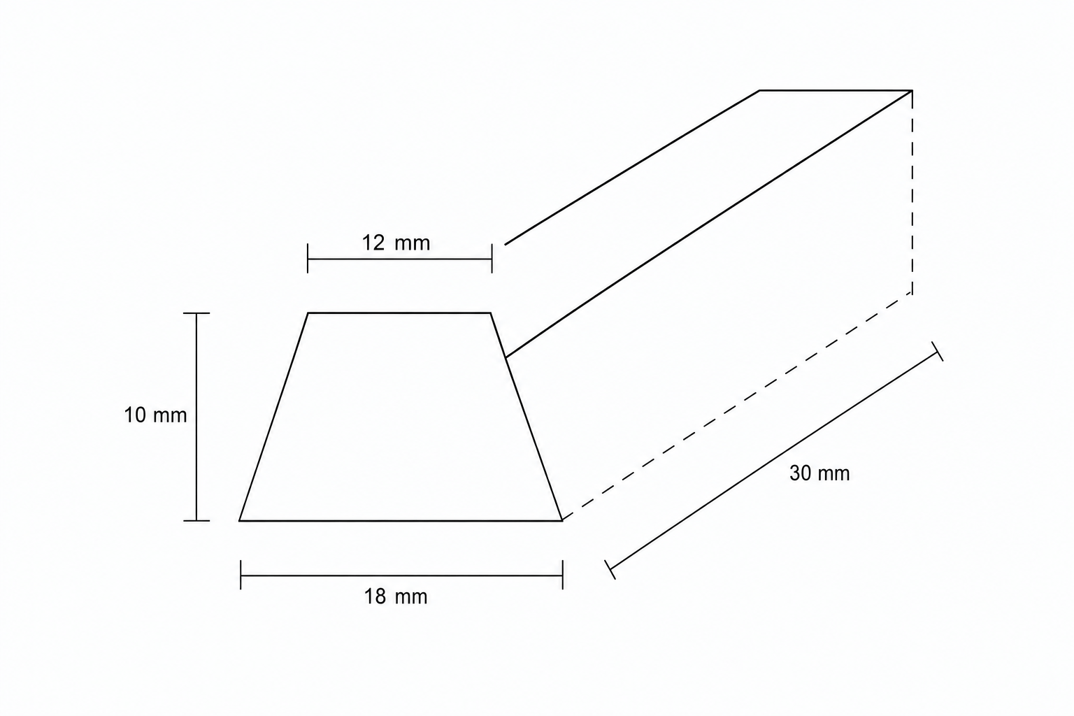 Diagram of a prism with a trapezoidal cross-section.
