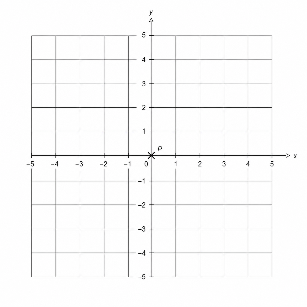 A grid with a point P marked by an X.