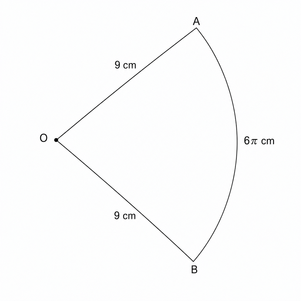 Diagram of a sector AOB of a circle with center O.