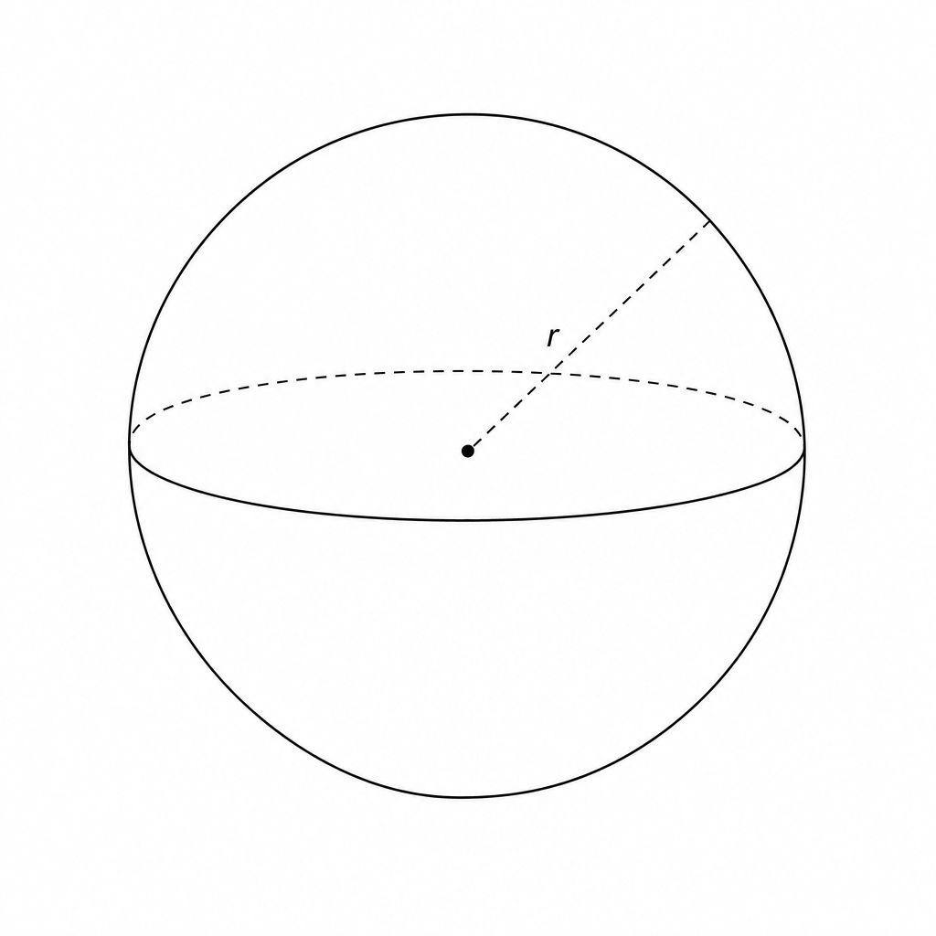 Diagram of a sphere with radius r.