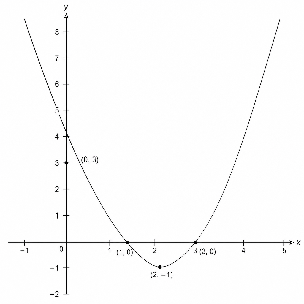 Graph of the quadratic function y = x^2 - 4x + 3