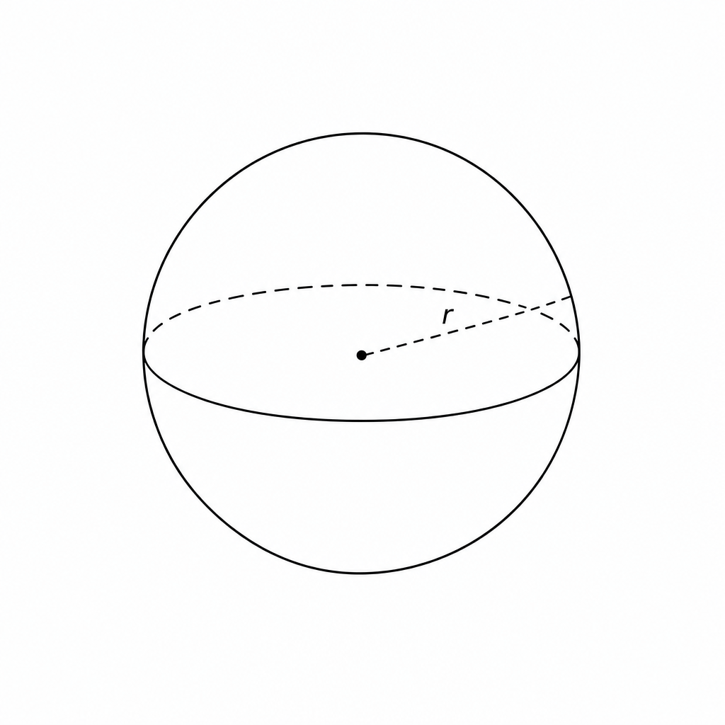 Small diagram of a sphere with radius r.