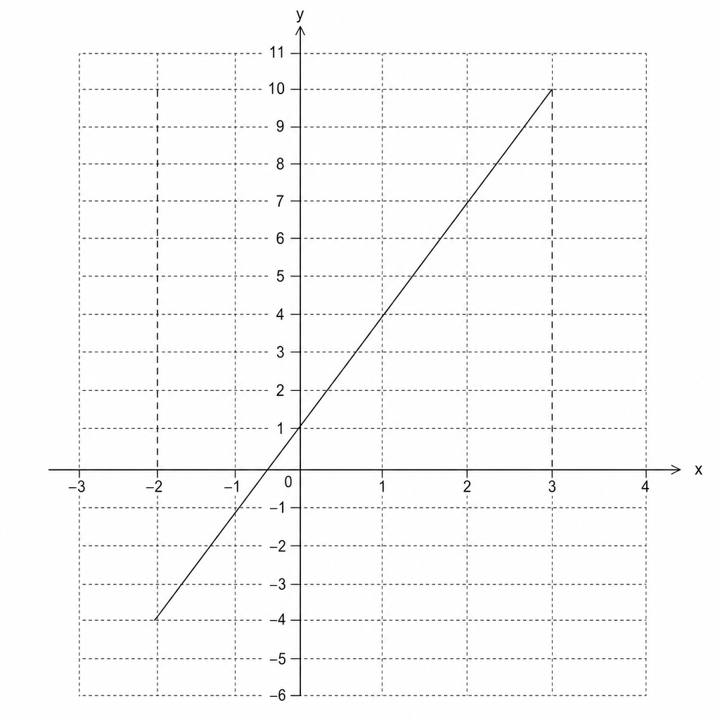 A coordinate grid for drawing the graph of y = 3x + 1.