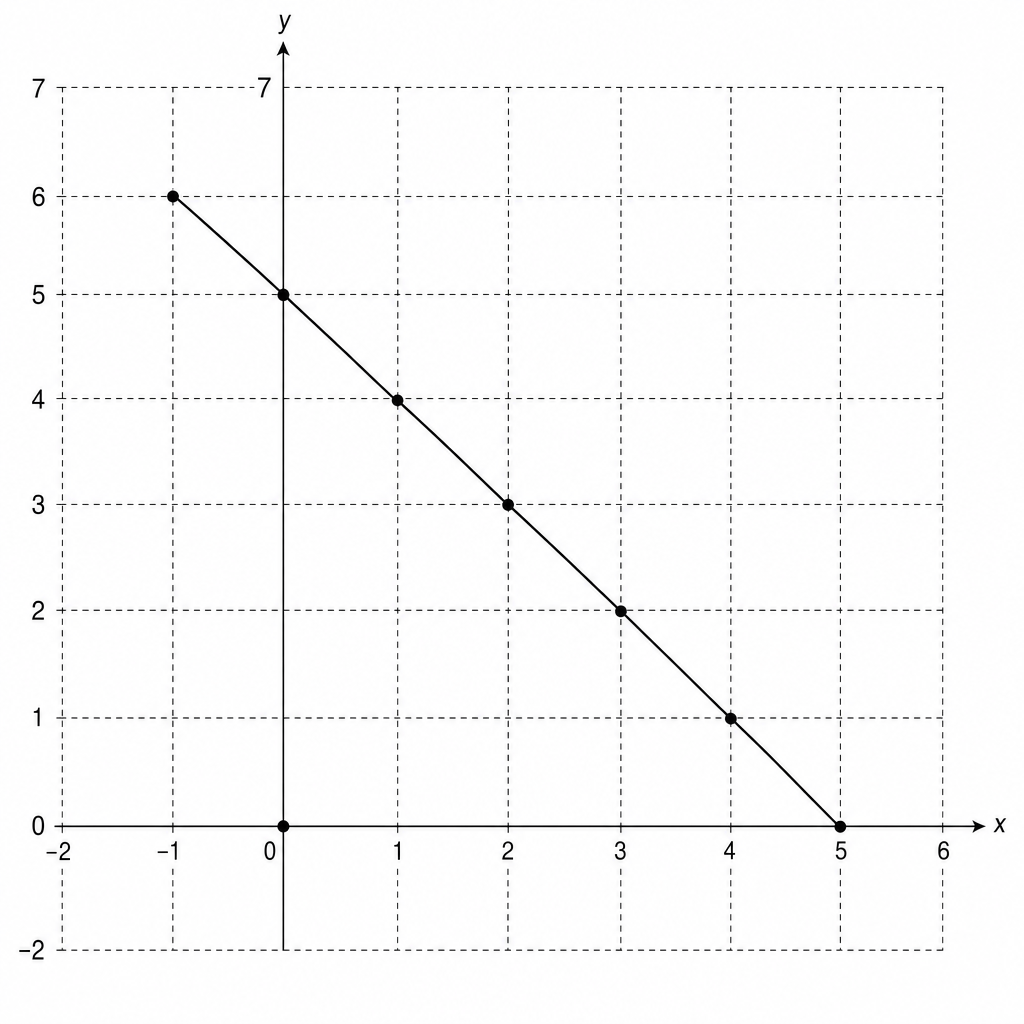 A coordinate grid for drawing the graph of y = 5 - x.