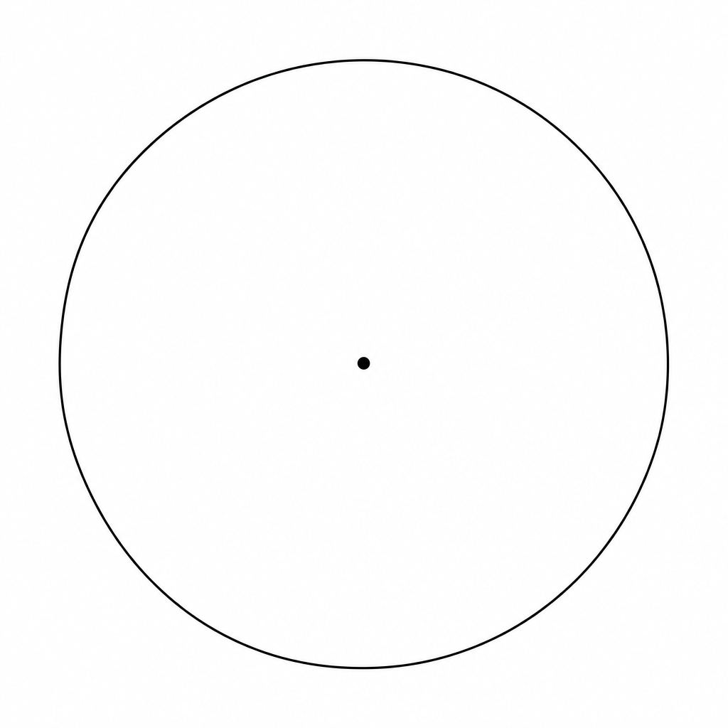 A large circle with a center point.