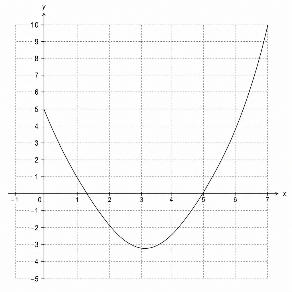 Graph of the quadratic function y = x^2 - 6x + 5
