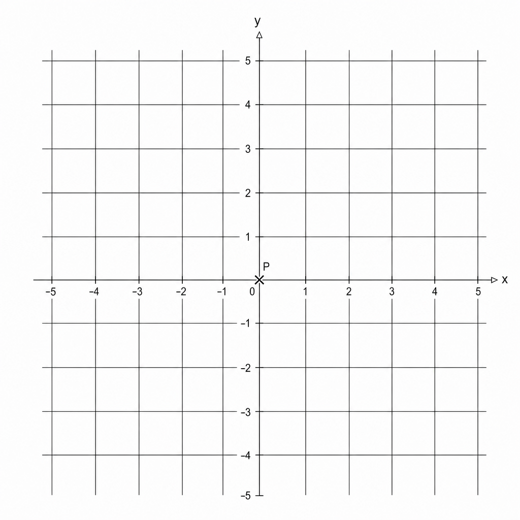 A grid with a point P marked by an X.