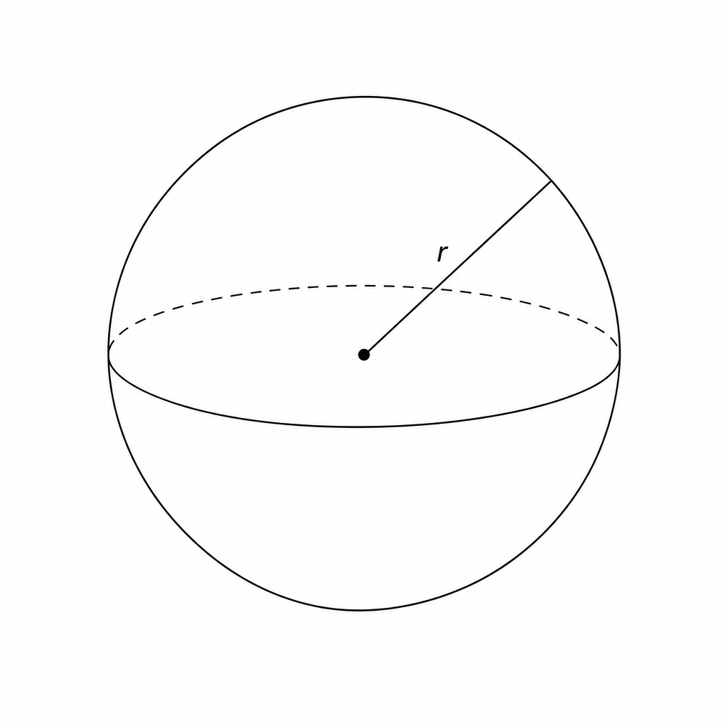 Diagram of a sphere with radius r.
