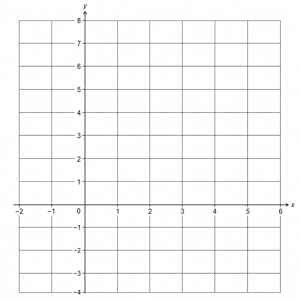 A coordinate grid for drawing the graph of y = 5 - 2x.